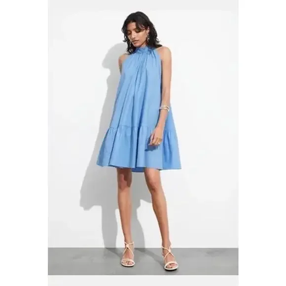 & Other Stories | Dresses | Other Stories Blue Halter Mini Dress Bow Neck  Coquette Soft Girl Scandi Small | Poshmark